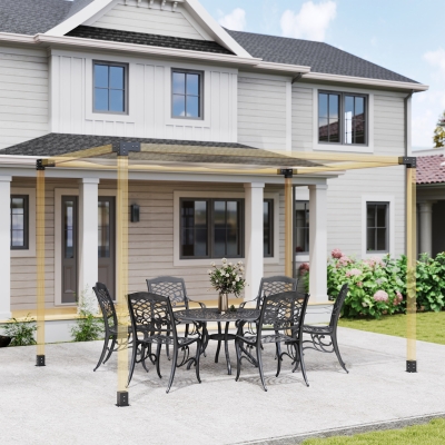 Outsunny 8PCS Pergola Kit, Pergola Brackets with 3-Way & 4-Way Corner Brackets for 4"x4" (Actual 3.6"x3.6") Lumber