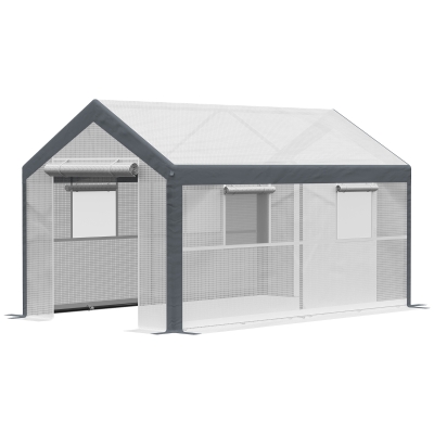 Outsunny 7' x 12' x 7' Heavy Duty Walk-In Greenhouse Vegetable Seed Growth Tent Outdoor Plant Growing Tunnel Warm House Flower Shed Backyard, White