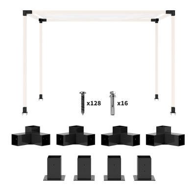 Outsunny 8PCS Pergola Kit, Pergola Brackets with 3-Way & 4-Way Corner Brackets for 4"x4" (Actual 3.6"x3.6") Lumber