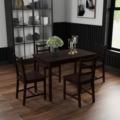HOMCOM 5-Piece Modern Dining Table Set for 4, Chestnut Brown