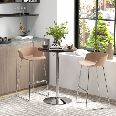 HOMCOM Modern Pub Style Adjustable Vinyl Covered Bar Table w