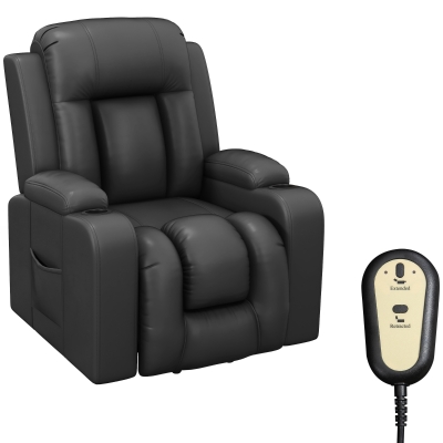 HOMCOM Electric Lift Chair for Elderly, Power Recliner with Footrest, Remote Control, Cup Holders for Living Room, Grey