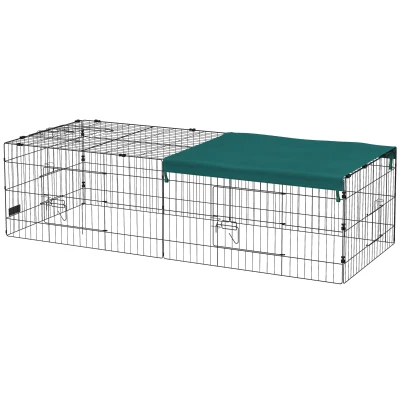 PawHut Small Animal Cage with Roof, Indoor/Outdoor Use, for Chicken, Rabbits, Chinchillas, 73" x 30" x 20", Green