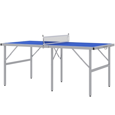 Soozier Portable Ping Pong Table Set, Table Tennis Table w/ Net, 2 Paddles, 3 Balls for Outdoor and Indoor, Easy Assembly, Blue