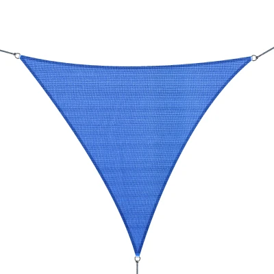 Outsunny Triangle 16.4' Canopy Sun Sail Shade Garden Cover UV Protector Outdoor Patio Lawn Shelter with Carrying Bag (Blue)