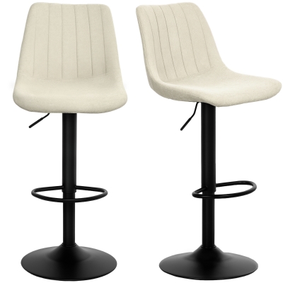 HOMCOM Adjustable Barstools Set of 2, Swivel Bar Stools with Back and Footrest for Kitchen Island Counter, Beige