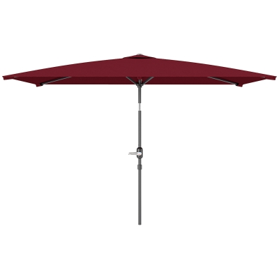 Outsunny 6.6x9.6ft Rectangle Aluminum Tilt Patio Umbrella, Garden Market Parasol, Outdoor Sunshade Canopy with Crank, Wine Red