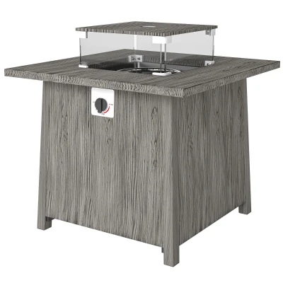 Outsunny 28" Propane Fire Pit Table 40,000 BTU Square Outdoor Gas Fire Table with Waterproof Cover, Adjustable Foot Pads