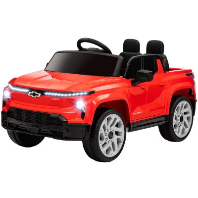 Qaba 12V CHEVROLET SILVERADO EV RST Licensed Kids Car w/ Remote, Spring Suspension, Soft Start, Training Wheels, Red