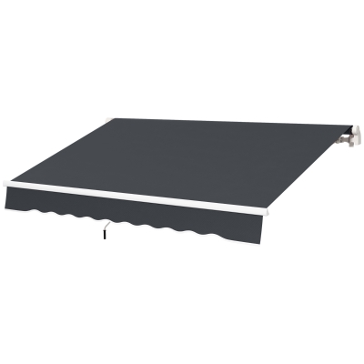 Outsunny 10' x 6.5' Manual Retractable Awning with LED Lights, Aluminum Frame Sun Canopies for Patio Door Window, Dark Grey