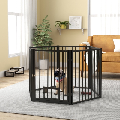 PawHut 6 Panels Dog Playpen, Foldable Portable Pet Playpen with Door, for Small & Medium Dogs, 30"H