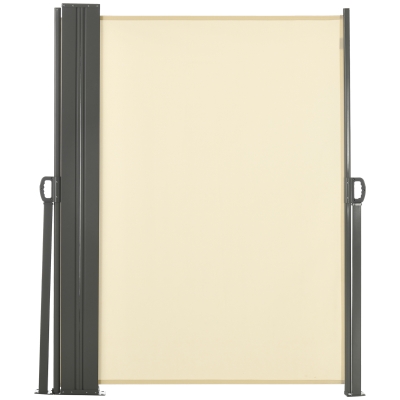 Outsunny 236" x 71" Outdoor Privacy Wall, Double Retractable Side Awning, Patio Screen for Garden, Balcony, Cream White