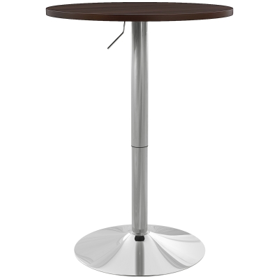 HOMCOM High Top Bar Table, Adjustable Round Kitchen Table with Swivel Top and Steel Base, Bistro Table for 2 People, Walnut