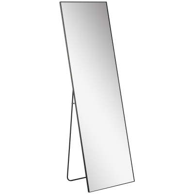 HOMCOM 64"x20" Full Length Mirror, Floor Standing, Wall-Mounted or Leaning Against Wall Tall Mirror w/Support Frame, Rectangular Full Body Mirror for Bedroom, Living Room, Black