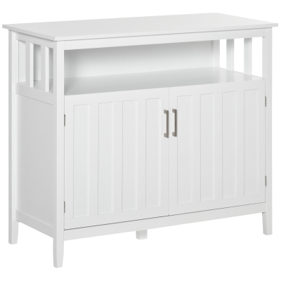HOMCOM Sideboard Buffet Server Storage Cabinet Console Table with 2 Doors and Adjustable Shelves for Kitchen & Dining Room, White