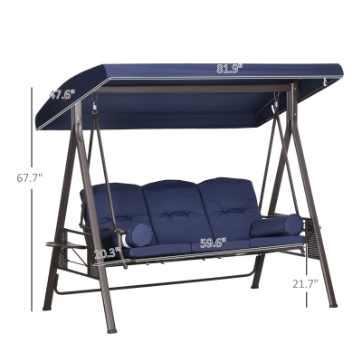 Outsunny 3-Seat Outdoor Porch Swing Chair with Adjustable