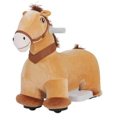 Qaba 6V Battery Powered Kids Ride on Animal Toy, Electric Ride on Horse with Music Forward, Brown