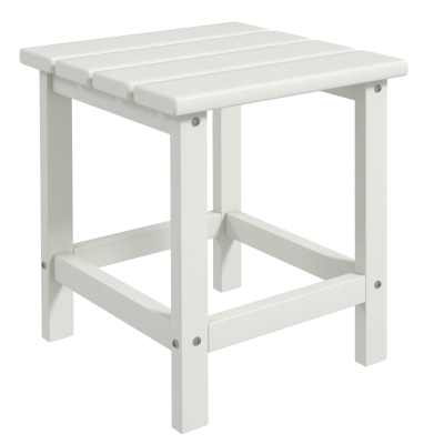 Outsunny Side Table, Square Patio End Table, Weather Resistant 15" Outdoor HDPE Table for Porch, Balcony, White
