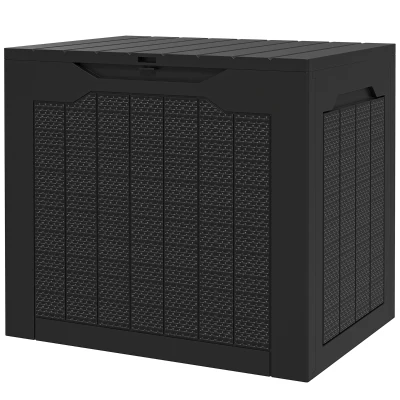 Outsunny 28 Gallon Deck Box, Resin Outdoor Storage Box with Handles, Waterproof and UV Resistant Storage Container