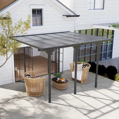 Outsunny 12' x 10' Gray Polycarbonate Pergola, UV Blocking Awning