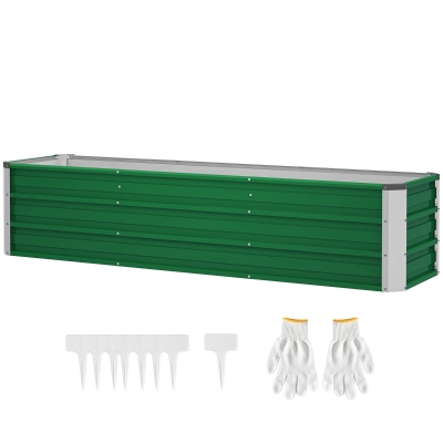 Outsunny 6' x 1.5' x 1.3' Galvanized Raised Garden Bed, Elevated Large Metal Planter Box w/ Install Gloves for Backyard, Patio to Grow Vegetables, Herbs, and Flowers, Green