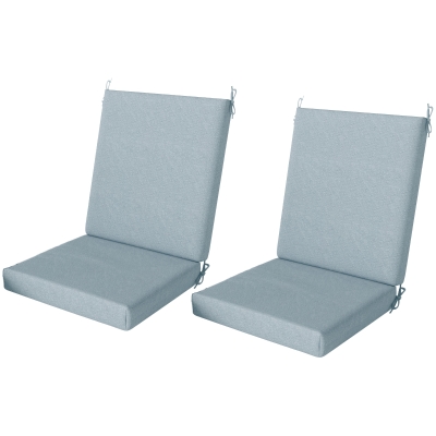 Outsunny Outdoor Cushions Set of 2 for Dining Chairs, Seat Cushions with Back, Fade-Resistant Yarn-Dyed Polyester, Light Grey