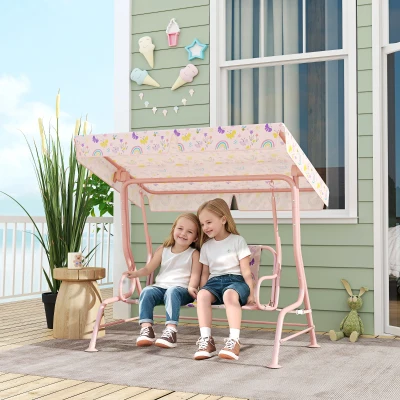 Double Seat Swing Chair 47.2" H x 44.1" L x 29.5" W Pink