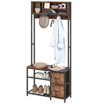 Hall Tree 31.5" W x 11.8" D x 70.9" H Brown