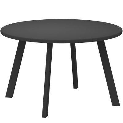 Outsunny Round Outdoor Side Table, Patio Coffee Table with Metal Frame and Non-Slip Foot Pads, Black