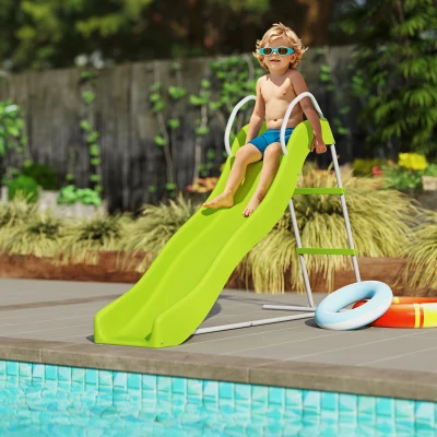 Qaba 5.7FT Kids Outdoor Slide with Climbing Ladder, Green