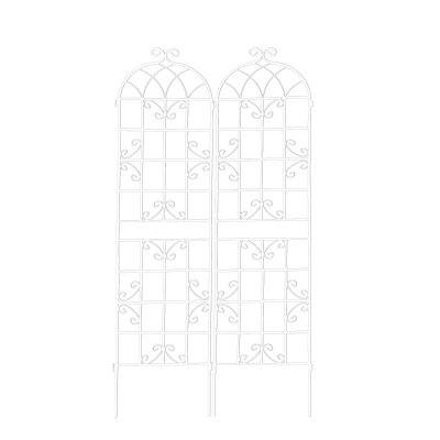 2 Pack Metal Garden Trellis with Powder-Coated Galvanized Tube, Cream White