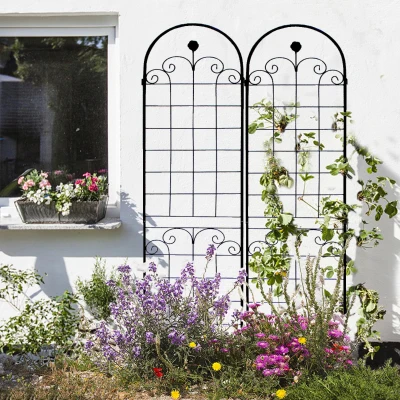 2 Pack Garden Trellis with Powder-Coated Galvanized Tube, Black