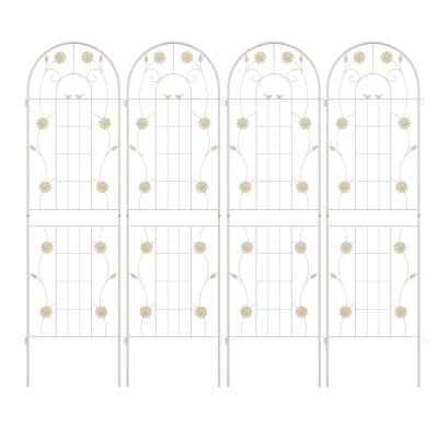 4 Pack Rustproof Metal Garden Trellis for Climbing Plant Support, Cream White