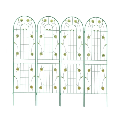 4 Pack Metal Garden Trellis with Sturdy Iron Construction, Green