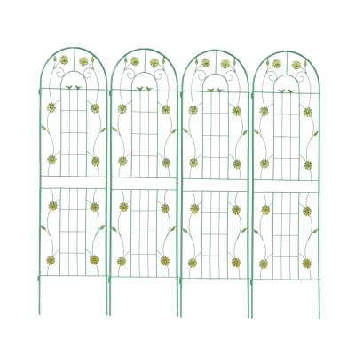 4 Pack Metal Garden Trellis with Sturdy Iron Construction, Green