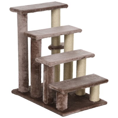 PawHut 4-Level Cat Steps with Scratching Posts, Brown