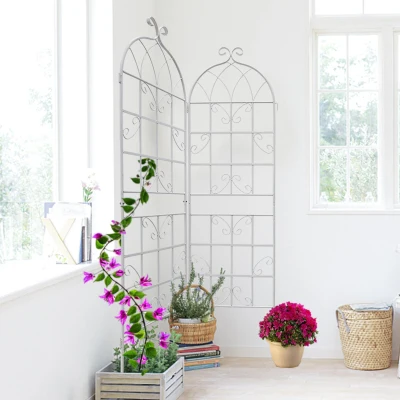 4 Pack Outdoor Rustproof Garden Trellis with Easy Assembly, Cream White