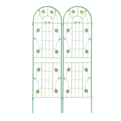 2 Pack Metal Garden Trellis for Outdoor Decor, Green