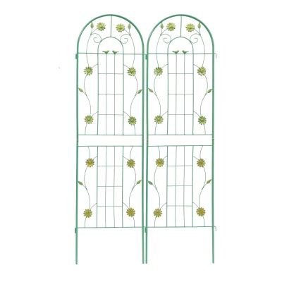 2 Pack Metal Garden Trellis for Outdoor Decor, Green