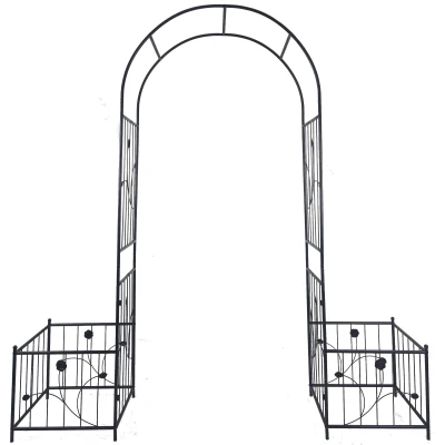 Metal Garden Arch with Anti-Rust Coating, Black