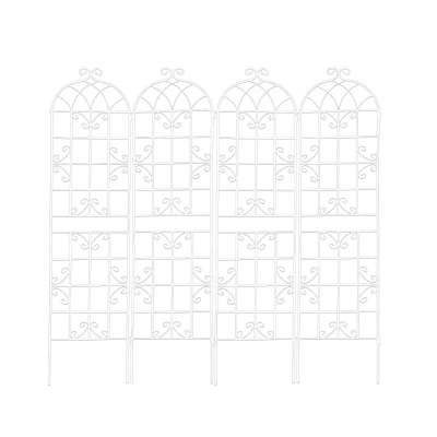4 Pack Rustproof Garden Climbing Plant Support with Galvanized Round Pipe, Cream White