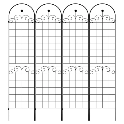 4 Pack Metal Garden Trellis for Climbing Plants with Galvanized Tubes, Black