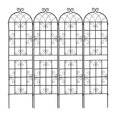 4 Pack Metal Garden Trellis with Galvanized Tube, Black