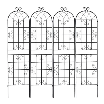 4 Pack Metal Garden Trellis with Galvanized Tube, Black