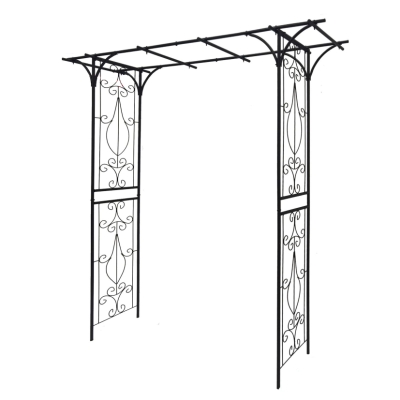 Sturdy Iron Trellis with Anti-Rust Coating, Black