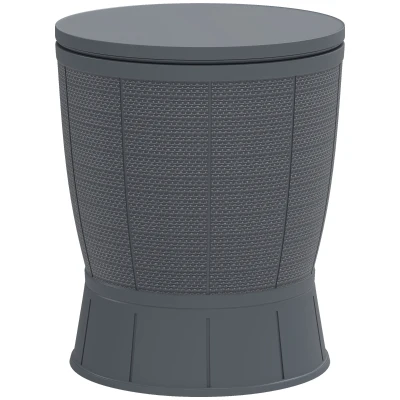 Outsunny 11 Gallon Patio Cooler Side Table, 3-in-1 Outdoor Cool Bar Table with Height Adjustable Top, Drainage Plug, Grey