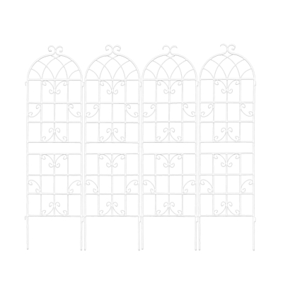 4 Pack Outdoor Rustproof Garden Trellis with Easy Assembly, Cream White