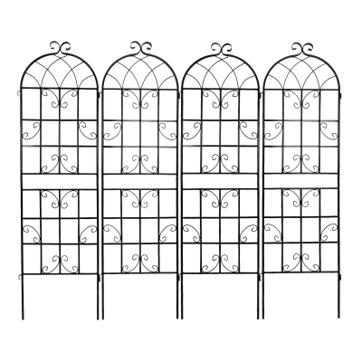 4 Pack Rustproof Climbing Plant Support with Sturdy Iron Construction, Black
