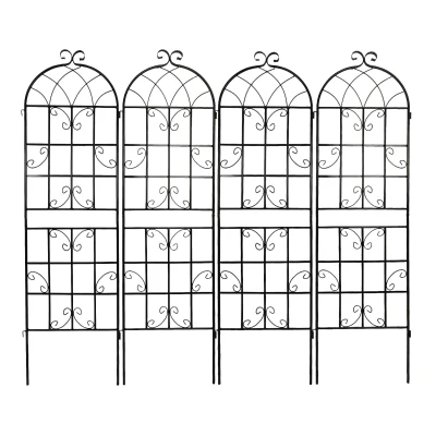 4 Pack Rustproof Climbing Plant Support with Sturdy Iron Construction, Black