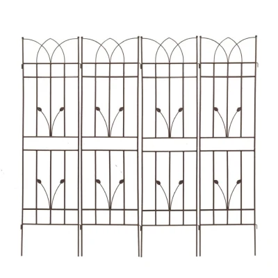 4 Pack Metal Garden Trellis with Rustproof Feature, Black